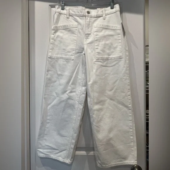 Lucky Brand High Rise Wide Leg Crop Jeans White Size 6 (28) NWT - Picture 3 of 10
